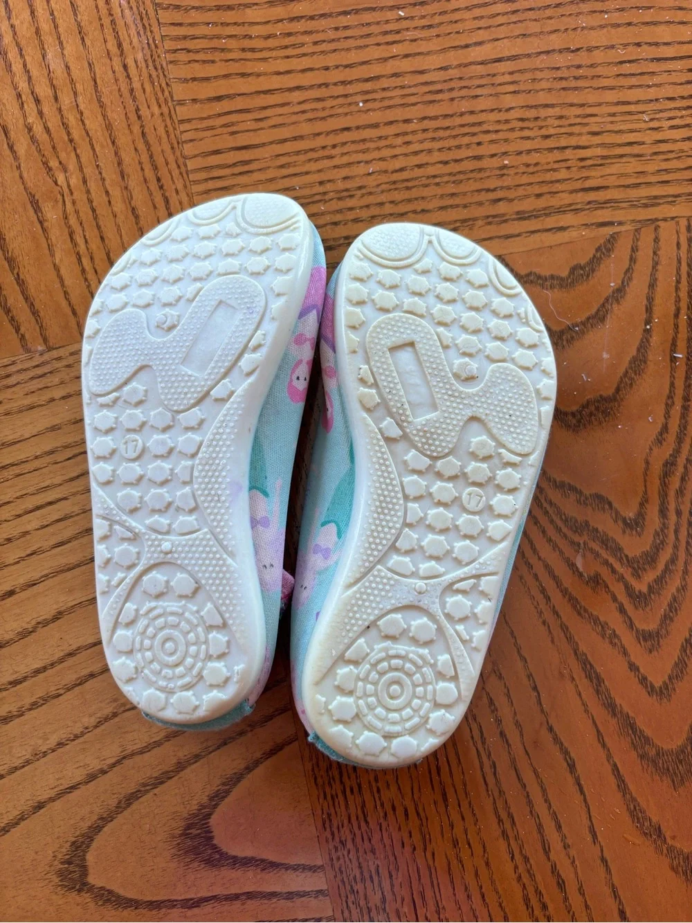 Kids' Aqua Slip-On Water Shoes with Mermaid Print - Light Aqua/Pink Trim